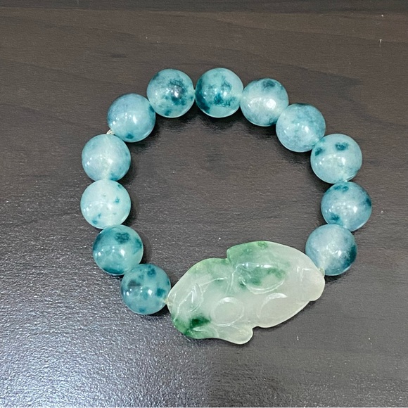 Handmade Pi Xiu Green Chalcedony Beads Natural Gemstone Lucky Bracelet One Size - Picture 8 of 14